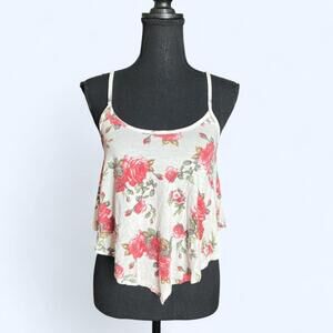 Vintage Y2K White and pink Joyce Leslie floral tank top Size Small